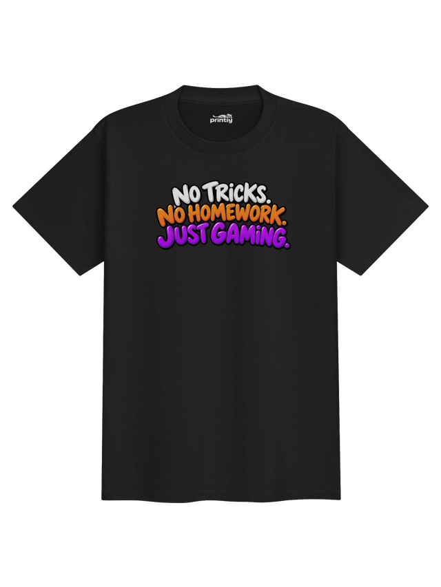 No Tricks No Homework Just Gaming Youth Halloween Shirt shirt in black