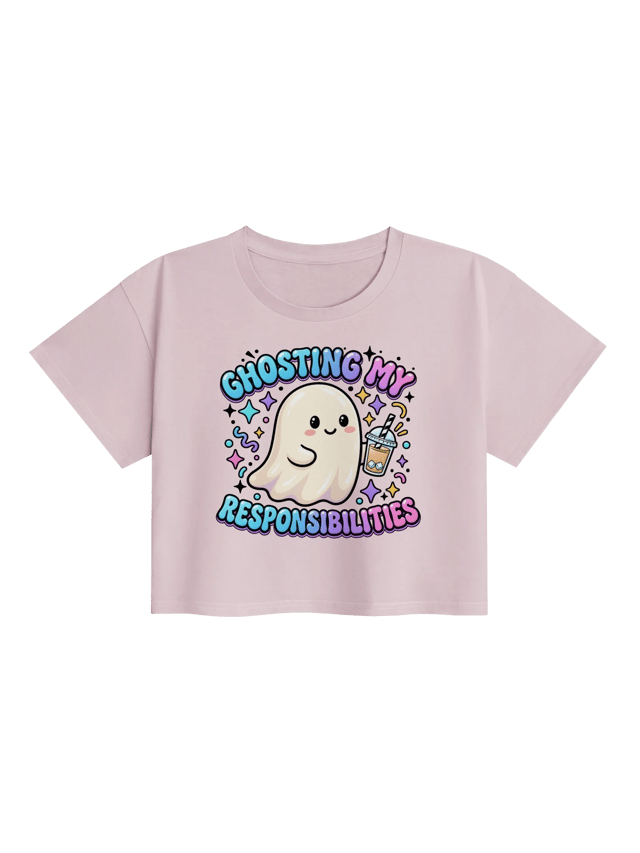 Ghosting My Responsibilities Halloween Crop Top shirt in orchid