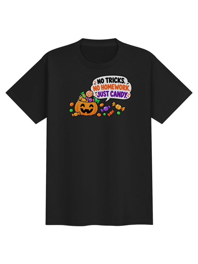No Tricks, Just Candy Halloween Kids Shirt shirt in black