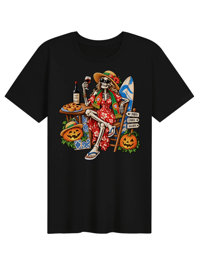 Portuguese Skeleton Halloween Womens Shirt shirt in black