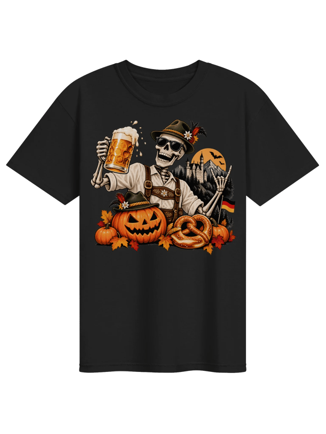 Bavarian Skeleton Oktoberfest Halloween Mens Shirt shirt in black
