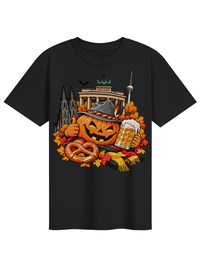German Halloween Oktoberfest Pumpkin Mens Shirt shirt in black