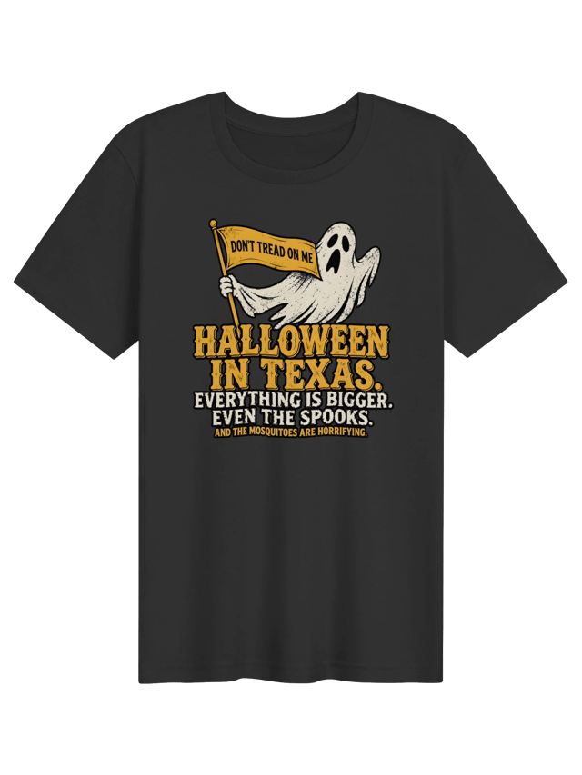 Halloween in Texas Spooky Ghost Women's Shirt shirt in dark grey