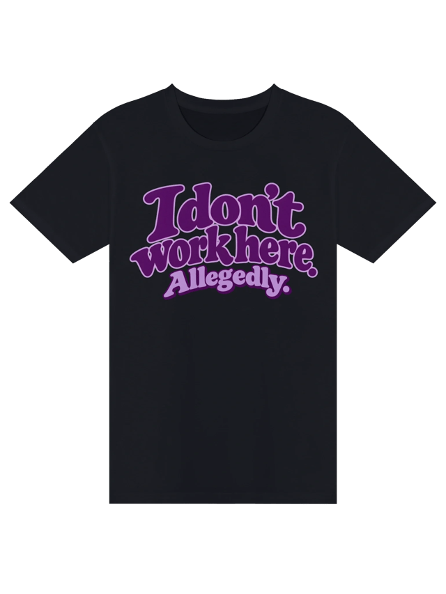 I don't work here allegedly shirt in navy