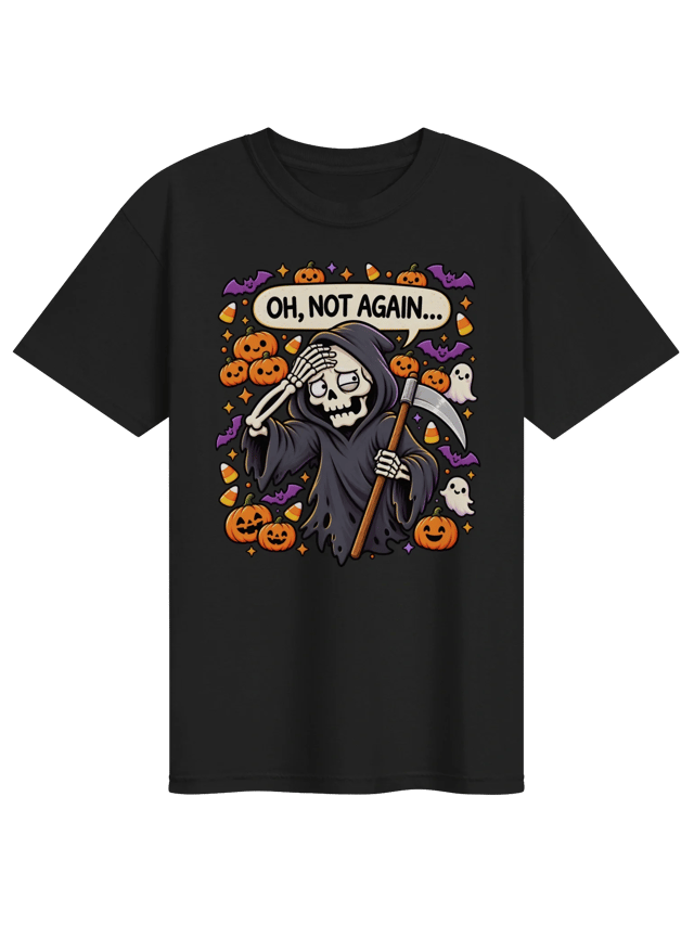 Oh, Not Again Grim Reaper Halloween Mens Shirt shirt in black