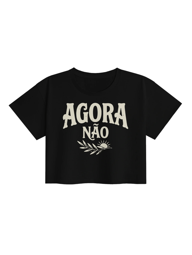 Agora Não Portuguese Womens Crop Top shirt in black